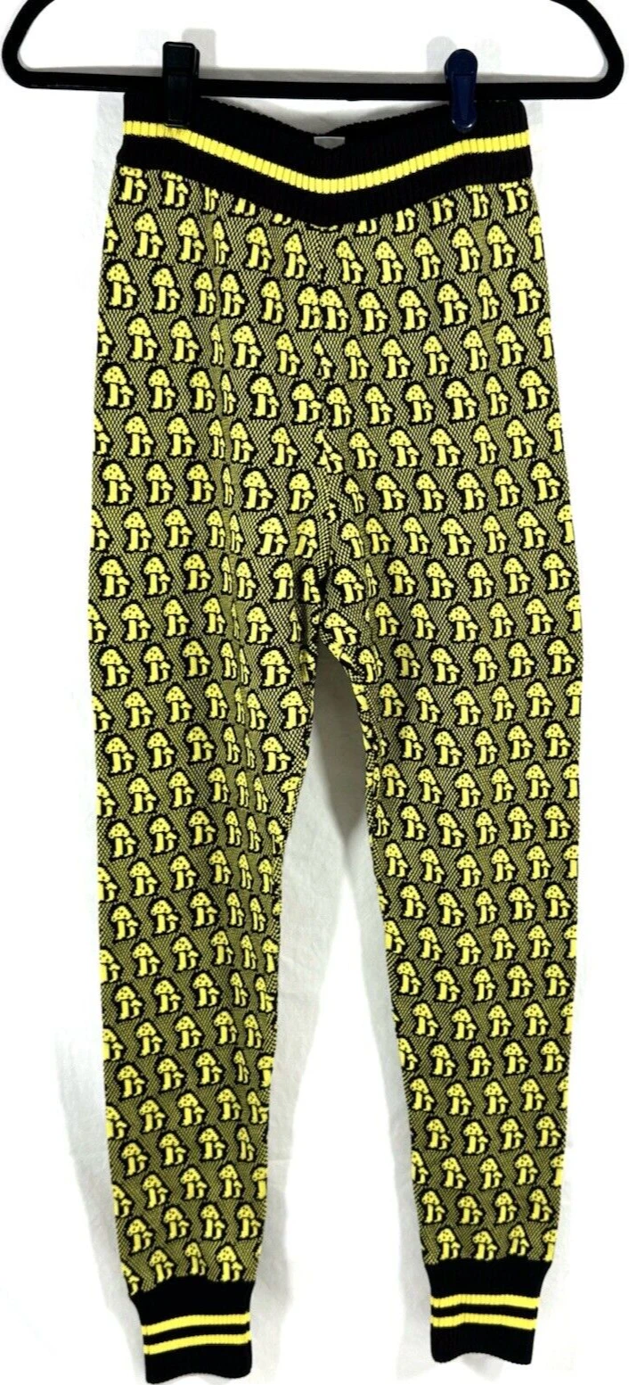 legging femme imprimé champignons jaunes/marrons GUCCI fabriqué en Italie marqué S