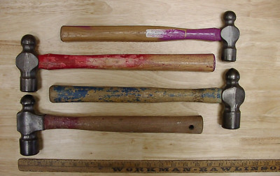 4 Vntg Quality Ball Peen Hammers W/Handles,1lb.4.9oz-2lbs.7oz,Incl {1}Barco,VGC