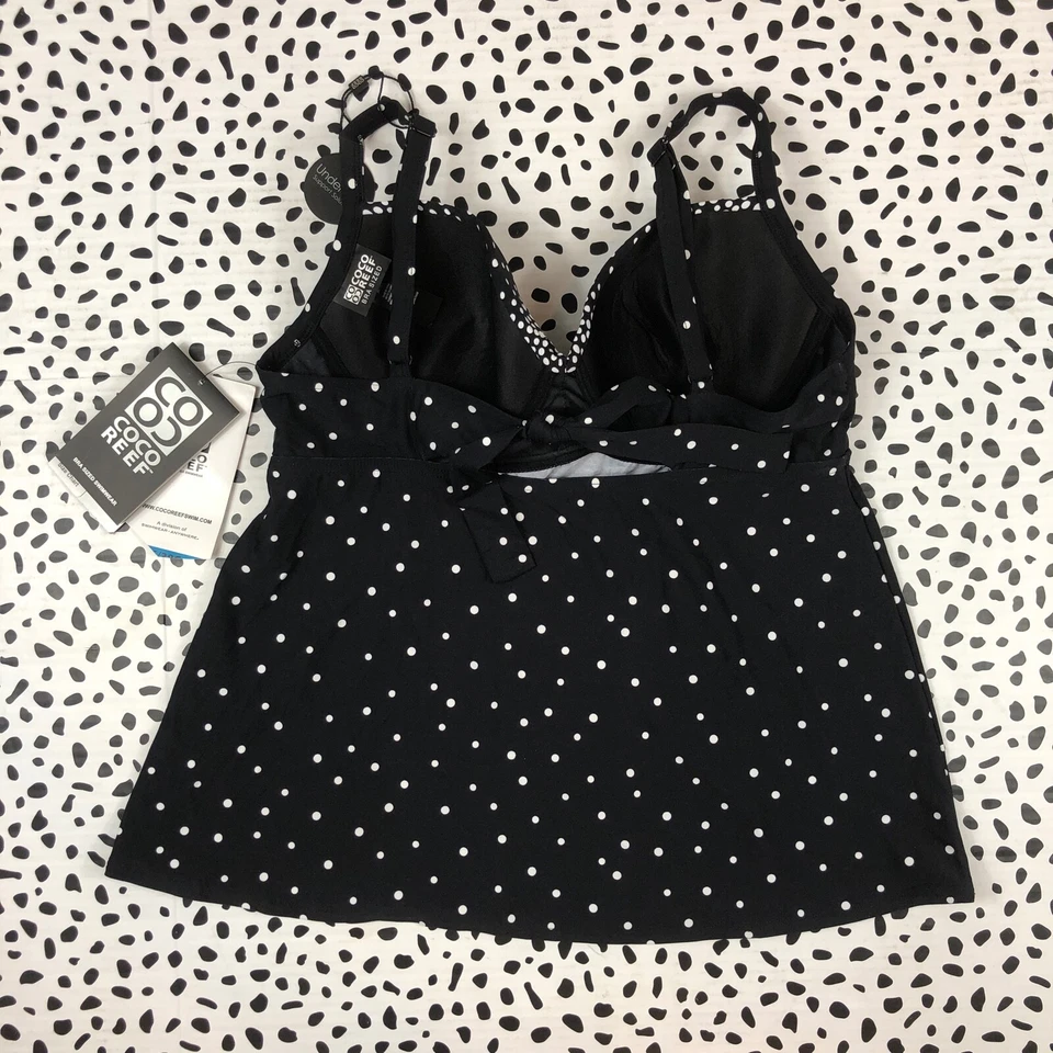 Tankini de mergulho COCO REEF preto branco bolinhas SWIM TOP 36/38C U81154 - Imagem 2 de 4