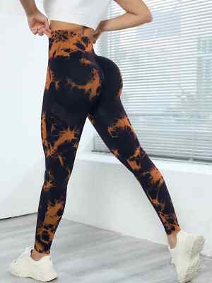 Leggings Depot High Waisted Tie Dye Print Leggings For Women - Plus Size, Clouded Yellow