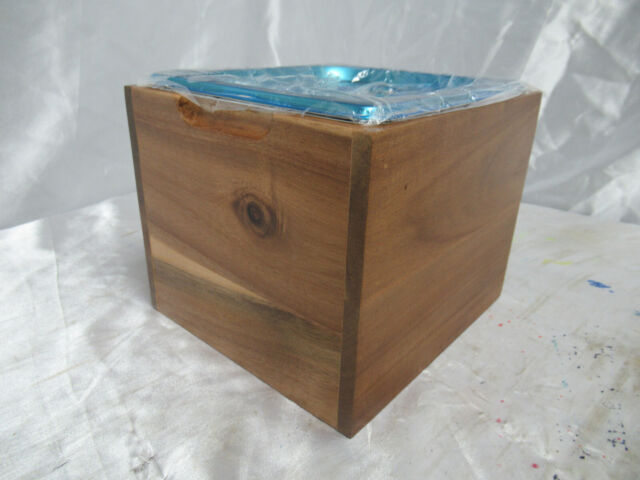 Compost Bin w/Lid Acacia Wood Box Stainless Steel Insert-Bellemark (Box 9)