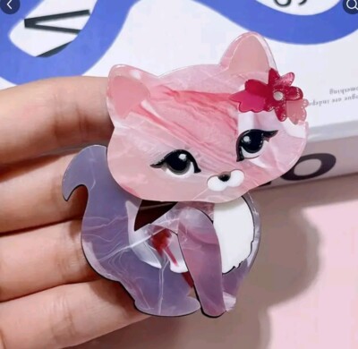 Cat Brooch Pin Acrylic Fashion Jewelry FAST Free Shipping 