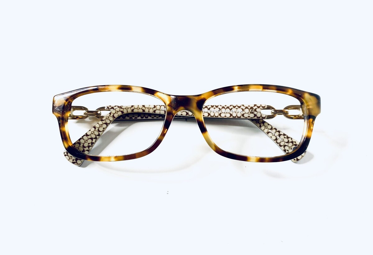 Coach Tortoise Rectangular Lucite Frame W Gold Temple