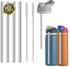 4Pcs Stainless Steel Straws for Owala 24-32oz Bottles,Includes 2 Cleaning Brush