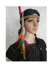 Indianer Leder Band Federschmuck Feder Haarschmuck Hippie Hippy Haarbänder Kleid