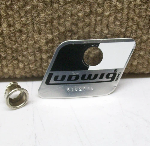 Vintage Ludwig Rocker Black White Badge for Snare Bass Tom Drum Lot 82-435
