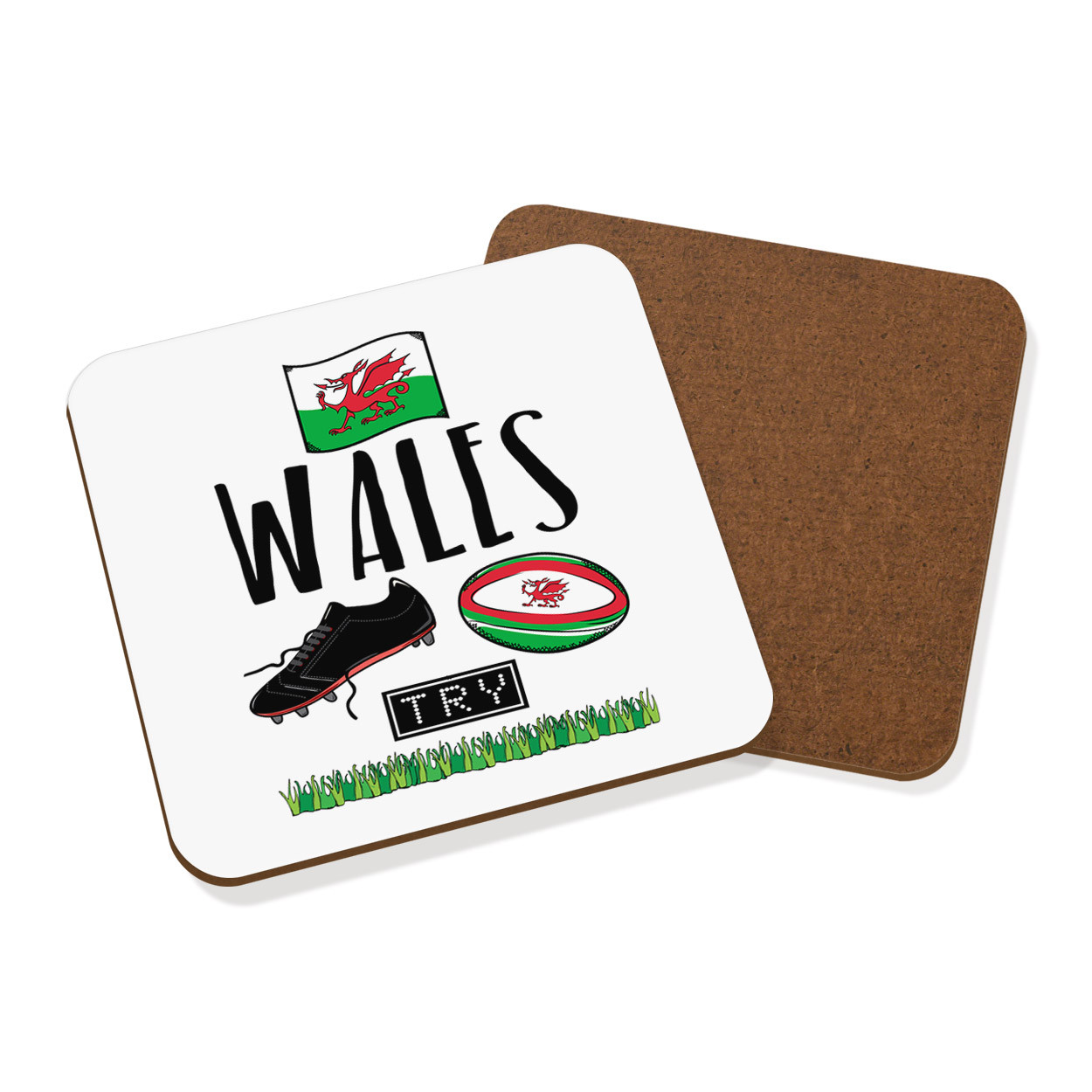 Rugby Wales Coaster Drinks Mat - Funny League Union Flag Sport