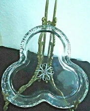 Avon Purfume Tray Clover Shape Glass  Trinket Candy Coin Dish 