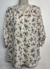 Sienna Sky Large Blouse Floral 3/4 Sleeve V-Neck Top 