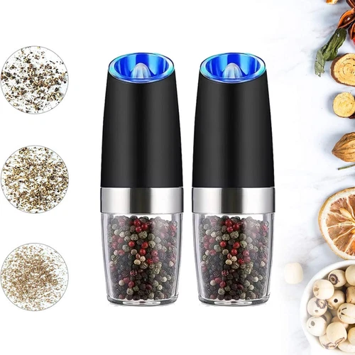 Gravity Electric Salt and Pepper Grinder Mill Shaker Adjustable Automatic 2PCS