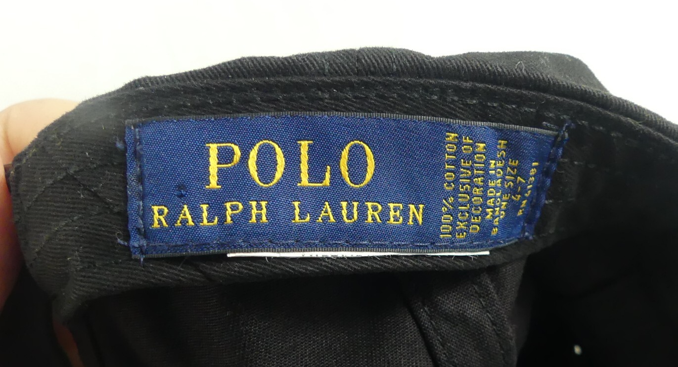 Cappello Berretto Polo Ralph Lauren Nero Cinturino Regolabile GIOVANE Tg 4 7 Logo Pony