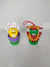 VINTAGE Mars M&M Candy Tube Toppers Figurines Yellow Easter Green Christmas