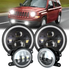 7" Inch LED Headlights Fog Lights Turn Signal Combo For 2003-2007 Jeep Liberty