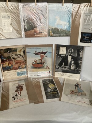 ALCOHOL DRINKING VINTAGE PRINT AD CARSTAIRS/HAIG&HAIG/DEWARS/LOT OF 10 BOARDED