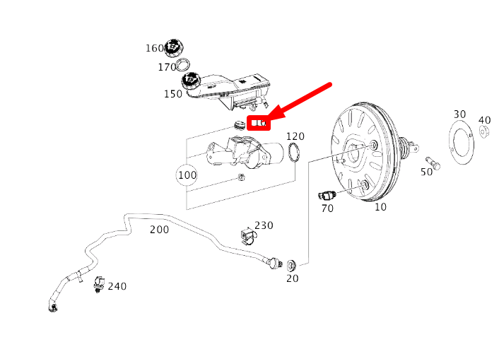 MB CLA C117 Durchführungstülle für Hauptbremszylinder A0019984501
