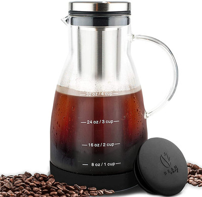 Cold Brew Coffee Maker - 32 Oz Glass Iced Tea & Coffee Cold Brew Maker and Pitch