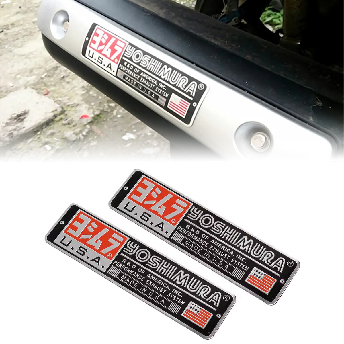 2PCS Exhaust Pipe Sticker Motorcycle Heat-resistant Yoshimura Emblem Decal