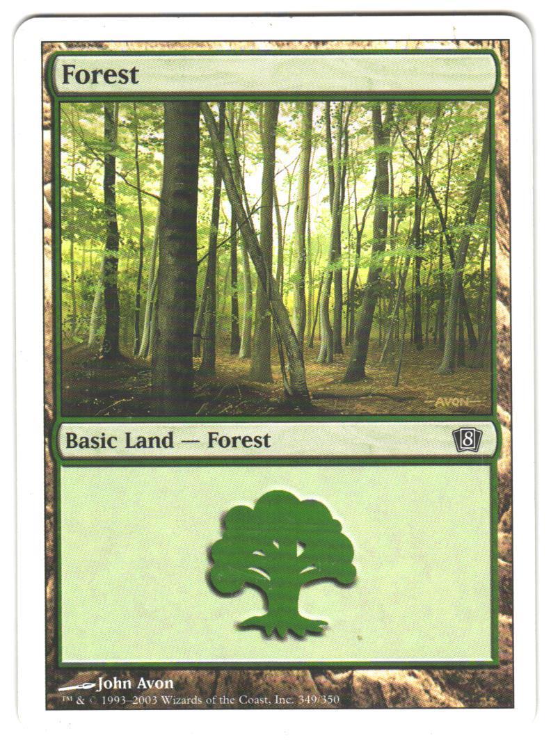Magic_the_gathering 8th Edition Forest (349) #349 2003, LP Land