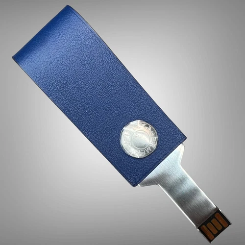 Hermes In the Pocket Lacie Key USB Drive 16GB Bleu Saphir Blue Leather New