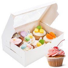 6 Pack Cupcake Boxes with Inserts 6 Holders, White Standard Bakery Boxes with...