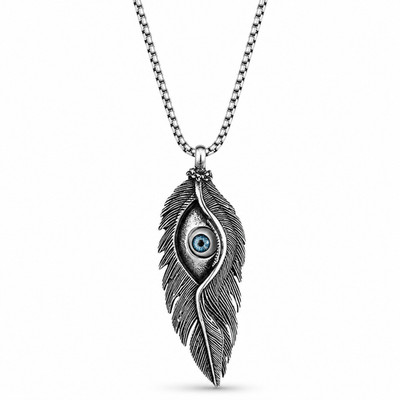 Engel Feder Anhänger Allsehendes Auge Halskette Kette Sechskant Schutzschmuck