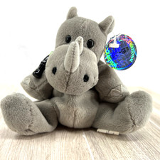 1999 Coca-Cola Rhiny Tanzania Rhinoceros Plush Bean Bag Toy w/ Tags Gray Rhino