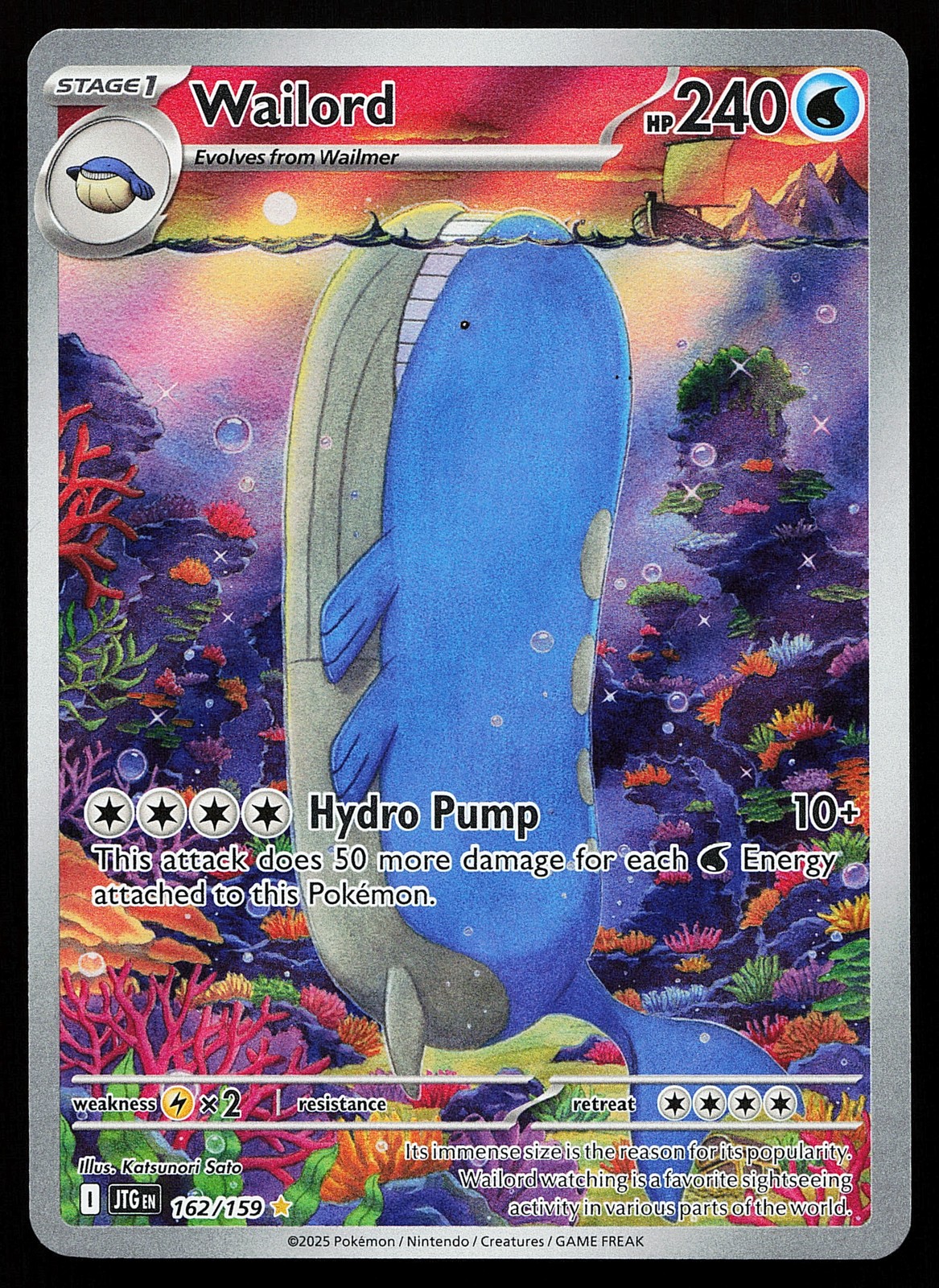 Wailord 162/159 Holo Illustration Rare Journey Together Pokémon Card