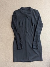 Lulu's Lace Up Your Sleeve Black Lace Long Sleeve Bodycon Dress Medium