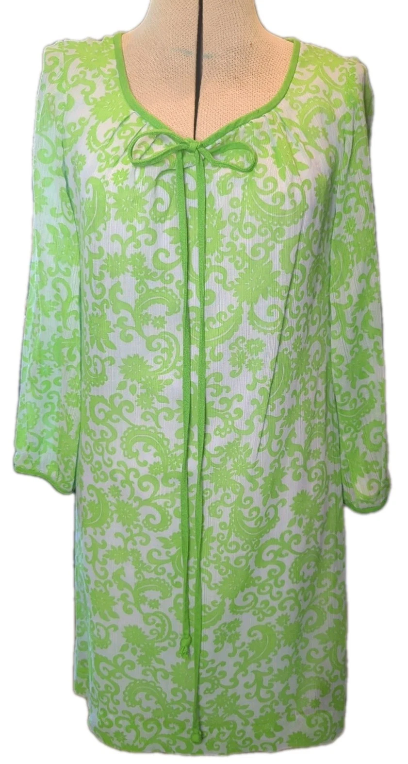Pixie Of California By Sue Webb Vintage '60s Ma Dress Green Paisley