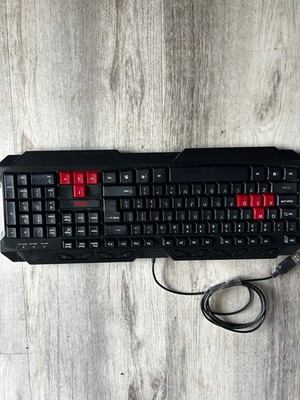 AZZA Gaming Keyboard - 9 Internet/Media Hot Keys Black & Red USB Wired Tested