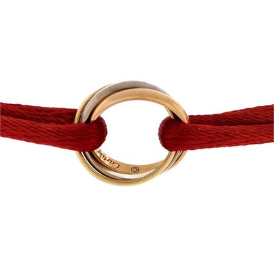 Cartier Trinity On Cord Bracelet Silk Cord with 18K Tricolor Gold