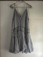 ASTR the Label Paulette Slate Grey Embroidered Dress Size M Fit & Flare Lined