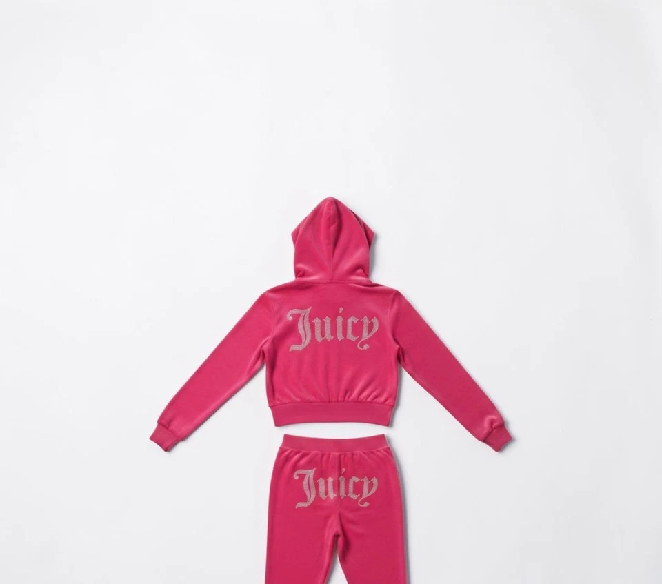 Authentic Juicy Couture Pink Velour Tracksuit Set Y2K McBling Logo Back S - Bild 2 von 4
