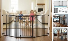 80" Extra Wide Baby Gate for Doorways, Stairs  Fireplace, Auto Close Black