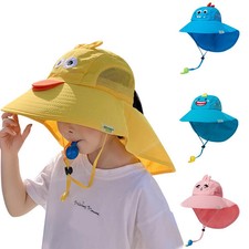 Kids Summer Sun Hat with Neck Flap UV Protection Outdoor Beach Cap