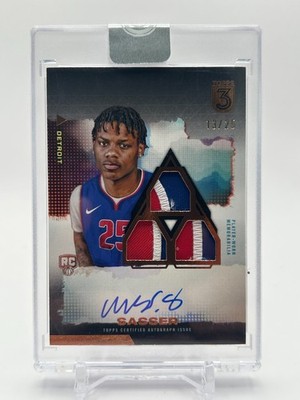 2024 Topps Three - Rookie 3 Patch Auto Marcus Sasser #120 Bronze /25 Sealed