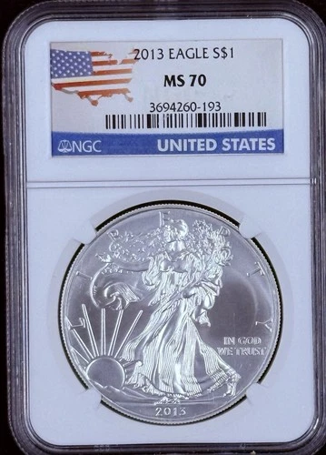 2013 Silver Eagles NGC MS-70 with Limited USA FLAG Holder