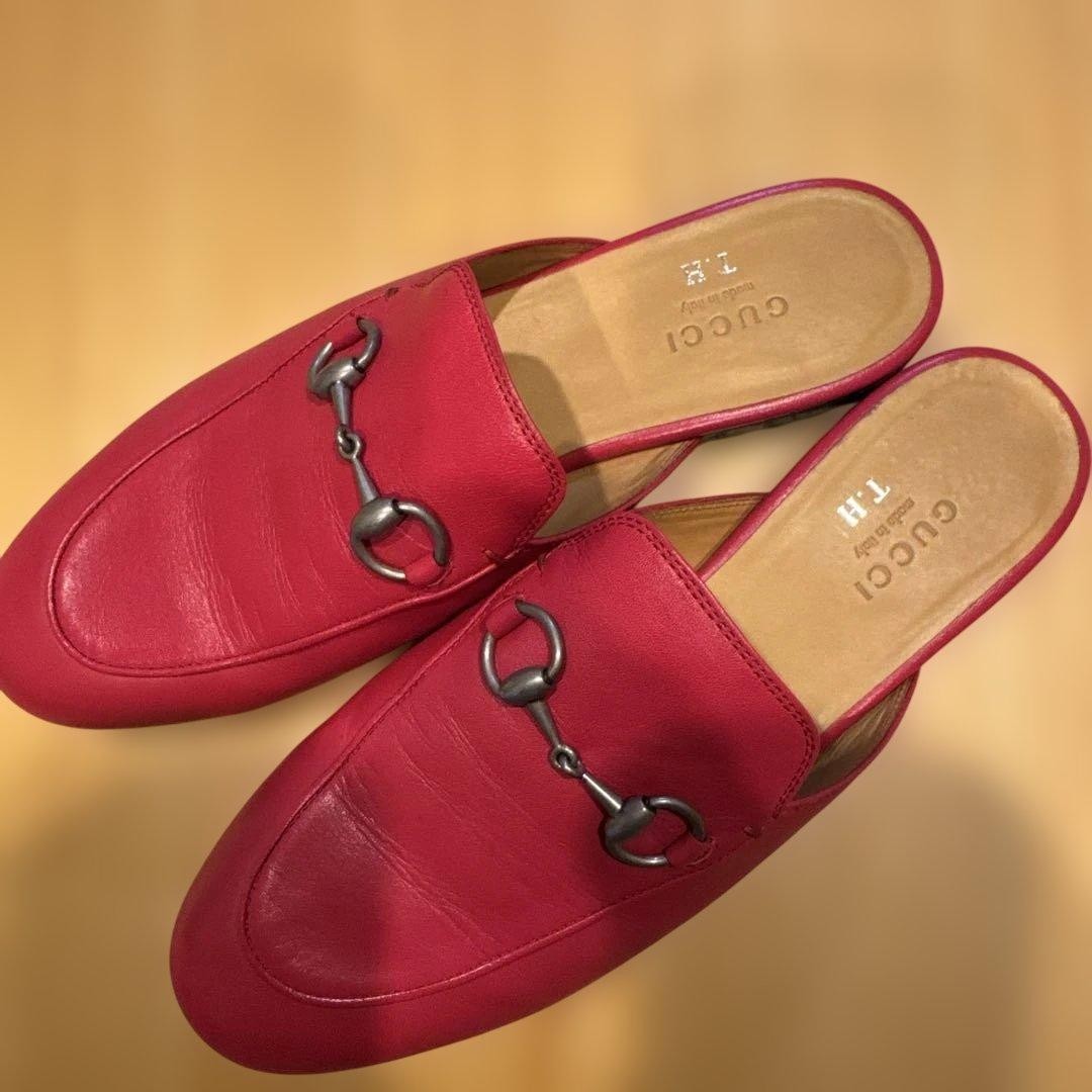 GUCCI Mules Sandals Frat Horsebit Leather Red EU36.5/US6.5 116137c thumbnail 9