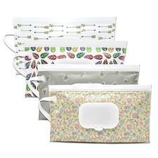 4 Packs Baby Wipes Dispenser,Portable Refillable Wipe Holder with Hanging Loo...
