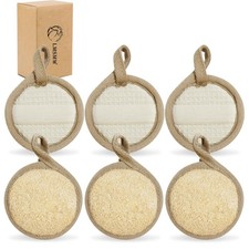 Face Exfoliating Loofah Scrubber Exfoliator Pads - 1 Count Pack of 6 , Brown