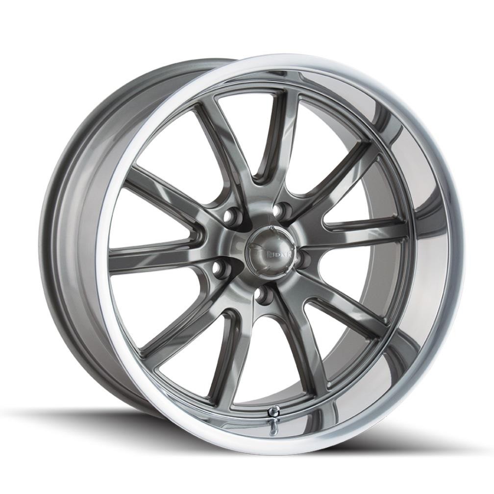 Set-4) Ridler 650 20x8.5 + 20x10 5x127 0mm Staggered Grey Wheels