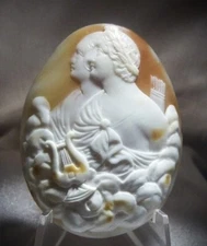 ANTIQUE VICTORIAN RARE SUBJECT MYTHOLOGY 2 FRIGURE PORTRAIT SHELL CAMEO UNSET!