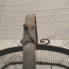 Vtg Black Metal Wire Mesh Oval Basket w/Handle, Leaf Theme, Hanging/Freestanding — photo 5
