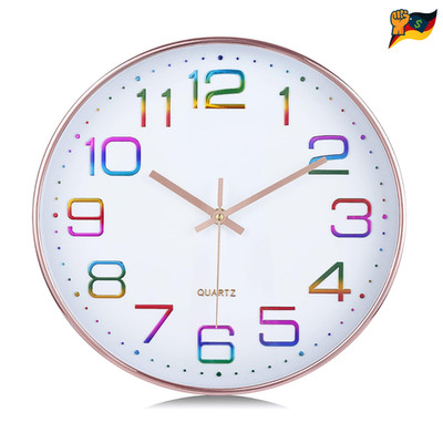 Wanduhr 3D Ziffern Rosegold 30cm Lautlos Analog Deko Wohnzimmer