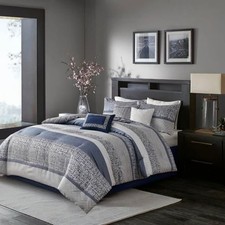 Madison Park Rhapsody 7 Piece Jacquard Comforter Set Bedding Matching Bedskirt