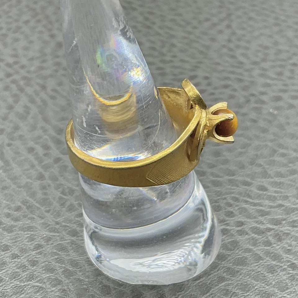 Anillo Vintage 18KHGE Hojas Estrás Marrón Cabujón Talla 6.5 Bisutería Foto 3 de 4