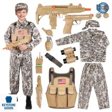 Kids Military Army Costume 5 Piece Set Vest Jacket Pants Hat Belt 9 Toy
