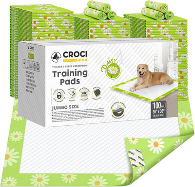 Dog Pads Extra Large 36X36In Daisy Pattern, Puppy Pads with Adhesive Tabs Super