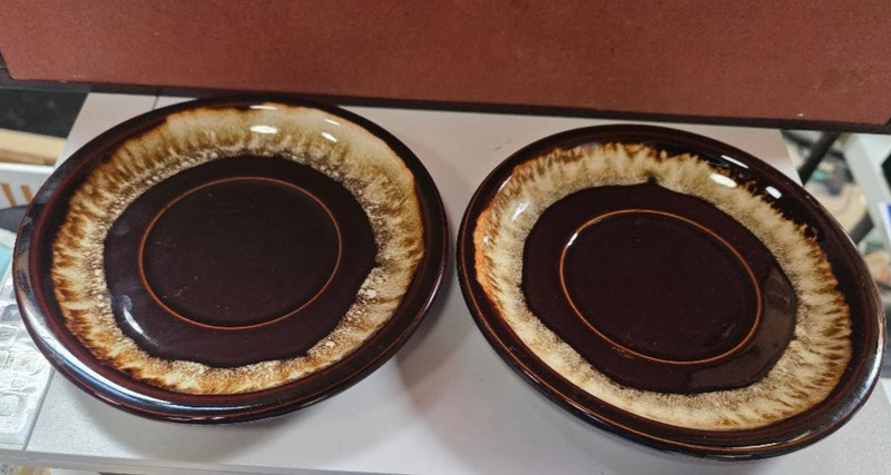 Pfaltzgraff Gourmet Brown Drip Glaze Stoneware Saucer Plates 6.5 Inches Set of 2