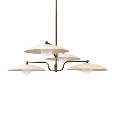 Mid Century Brass Chandelier Lighting | Elegant Pendant Ceiling Light Fixture |